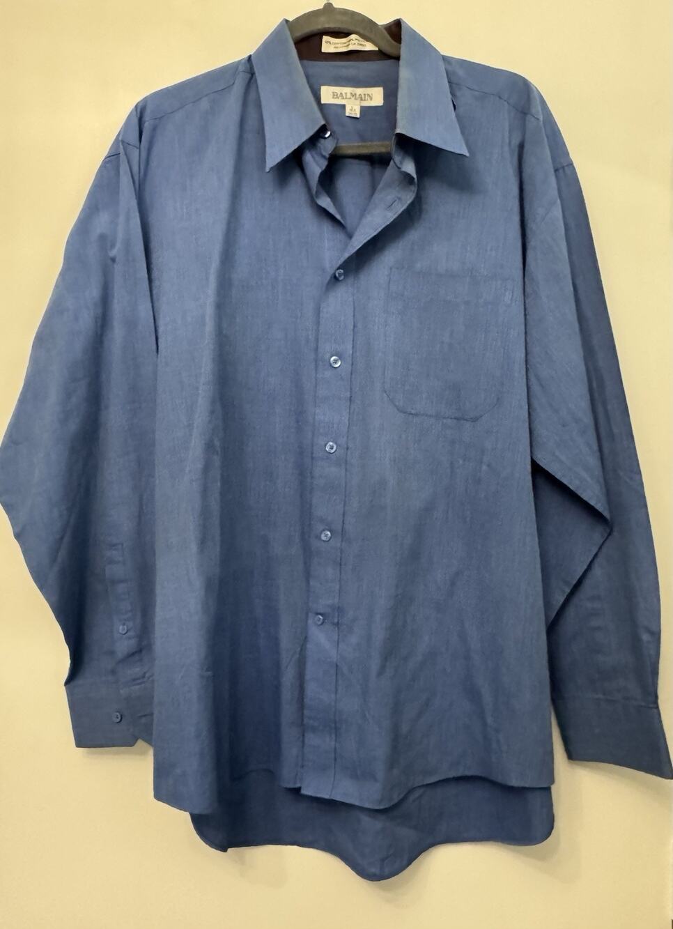 BALMAIN PARIS Vintage Dress Shirt Blue Large 16.5 34/35